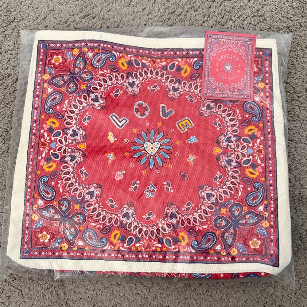 Brighton Red Bandana with Love Design Tote